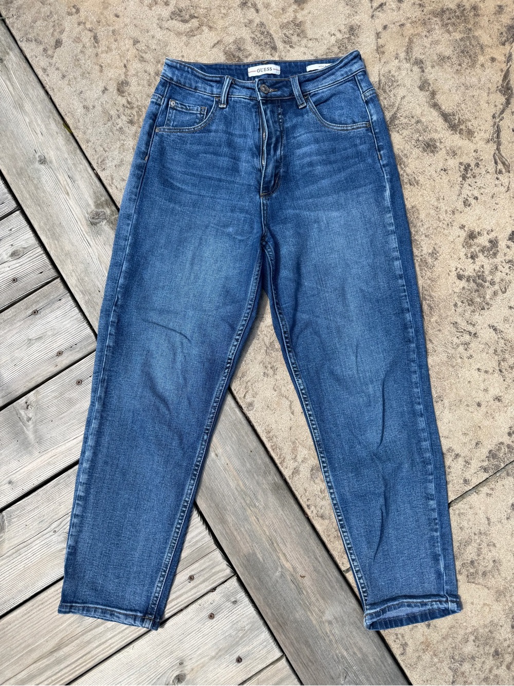 Guess Women's High-Rise Tapered Jeans - Dark Blue Wash